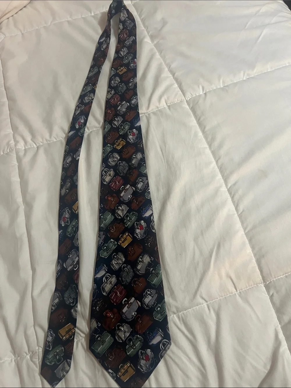 Nicole Miller Navy Tie with Multi-Color Medical Bags Motif (#35)